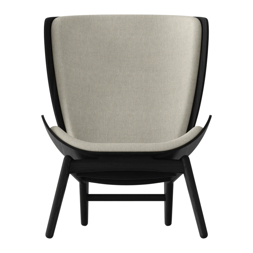 The Conversation Piece fabric armchair with natural frame