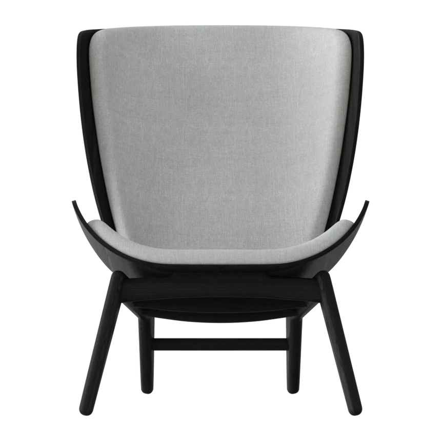 The Conversation Piece fabric armchair with natural frame