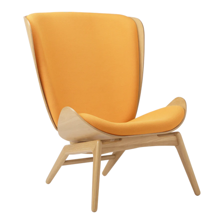 The Conversation Piece fabric armchair with natural frame