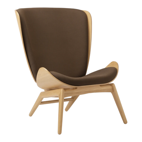 The Conversation Piece fabric armchair with natural frame