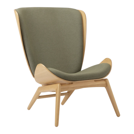The Conversation Piece fabric armchair with natural frame