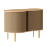 The Conversation Piece fabric armchair with natural frame