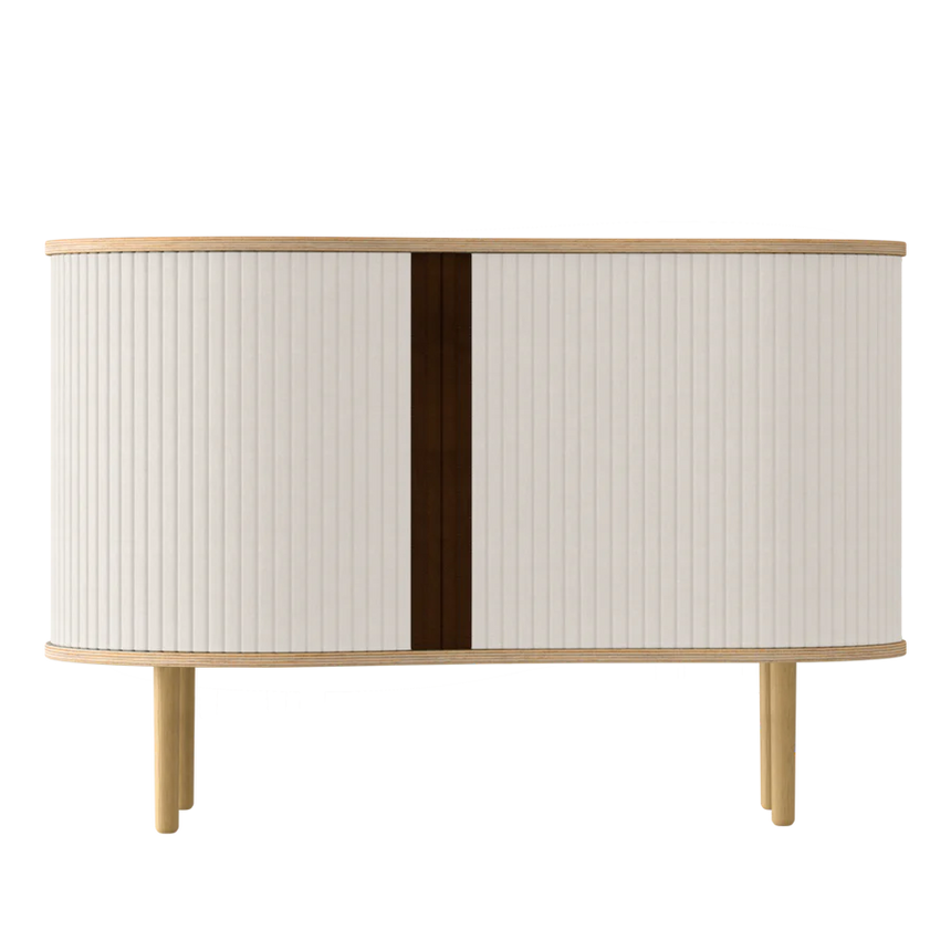 The Conversation Piece fabric armchair with natural frame