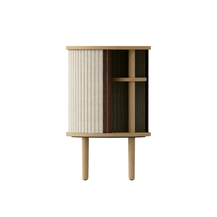 The Conversation Piece fabric armchair with natural frame