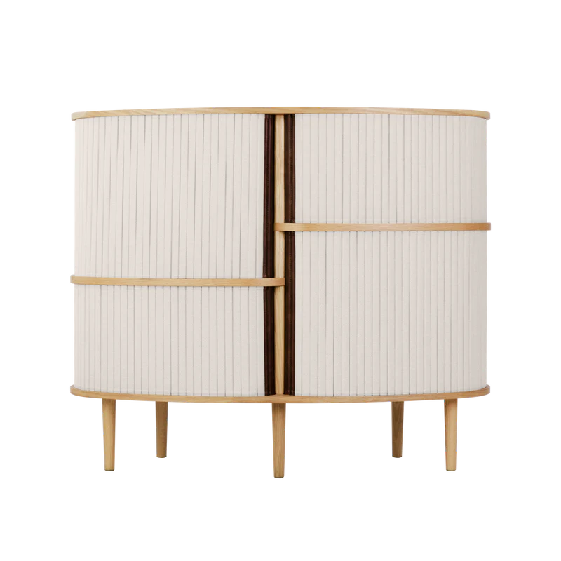 The Conversation Piece fabric armchair with natural frame