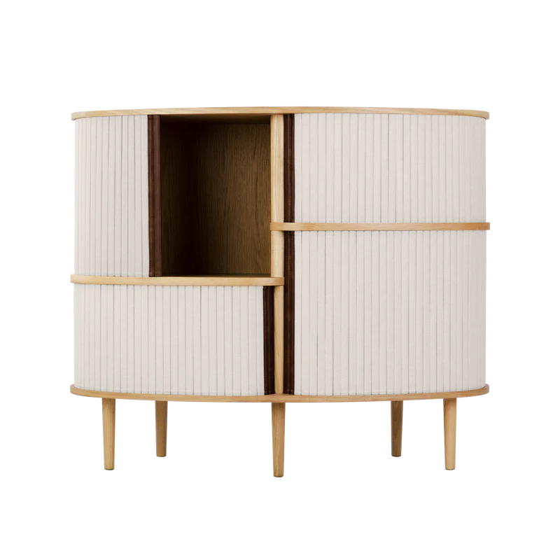 The Conversation Piece fabric armchair with natural frame