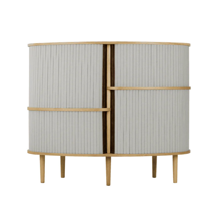 The Conversation Piece fabric armchair with natural frame