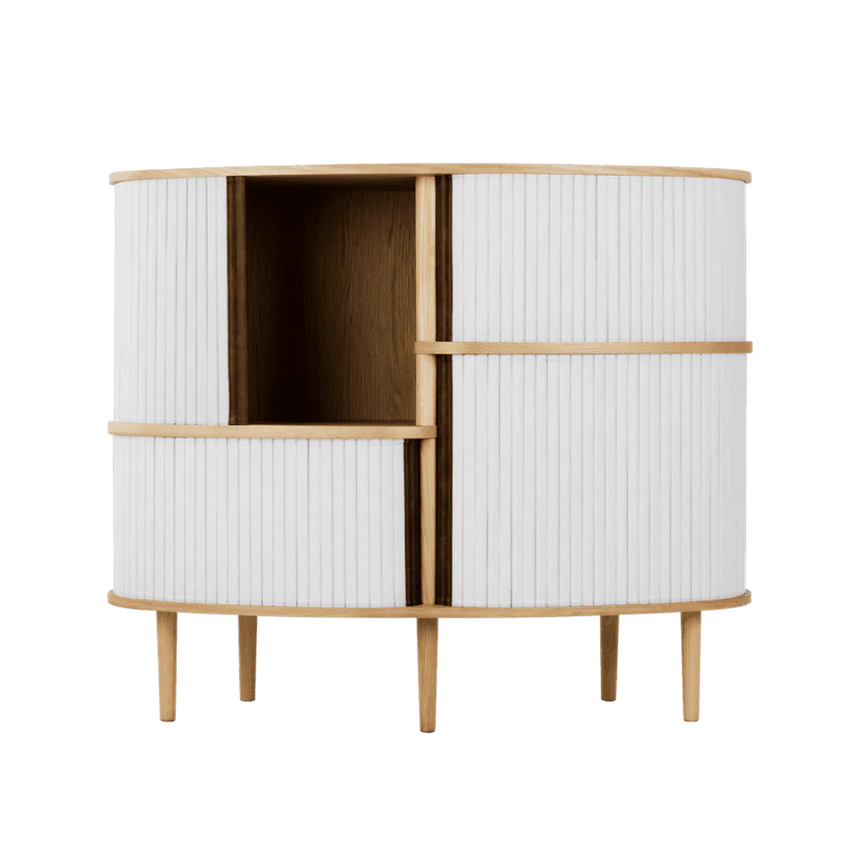 The Conversation Piece fabric armchair with natural frame