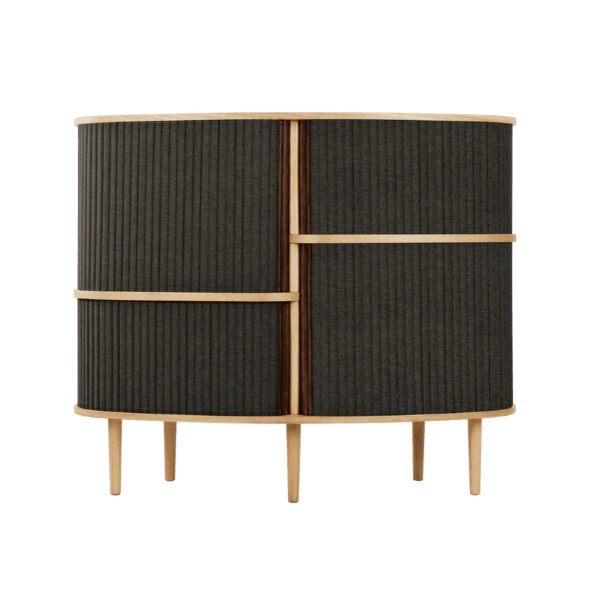 The Conversation Piece fabric armchair with natural frame