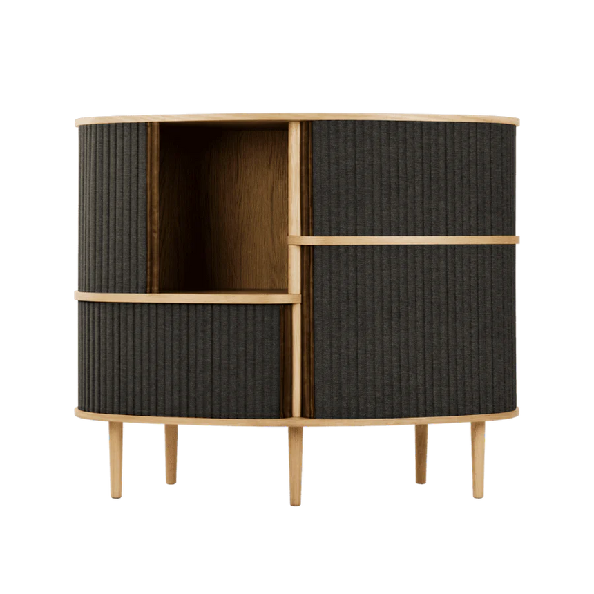 The Conversation Piece fabric armchair with natural frame