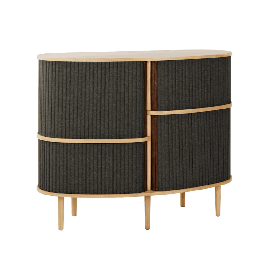 The Conversation Piece fabric armchair with natural frame
