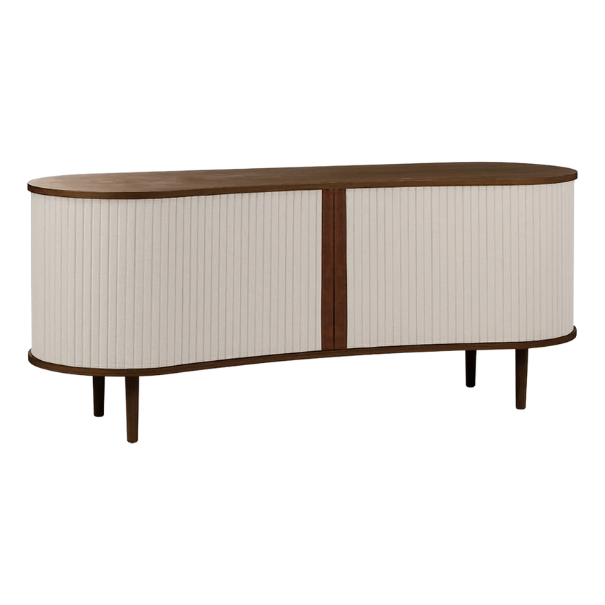 The Conversation Piece fabric armchair with natural frame