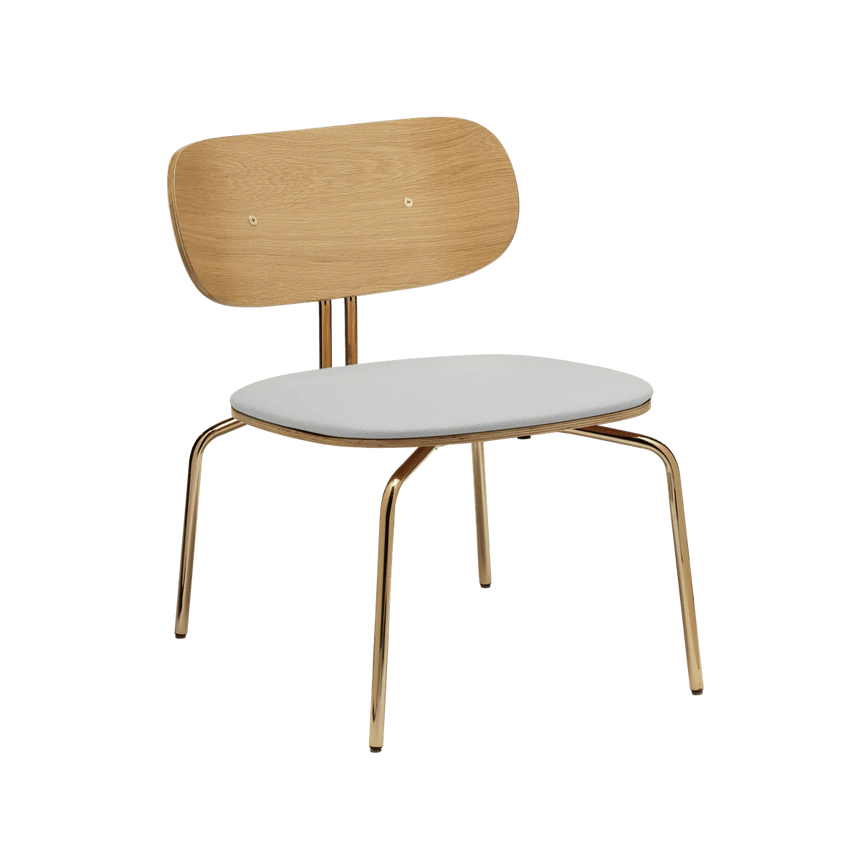 The Conversation Piece fabric armchair with natural frame