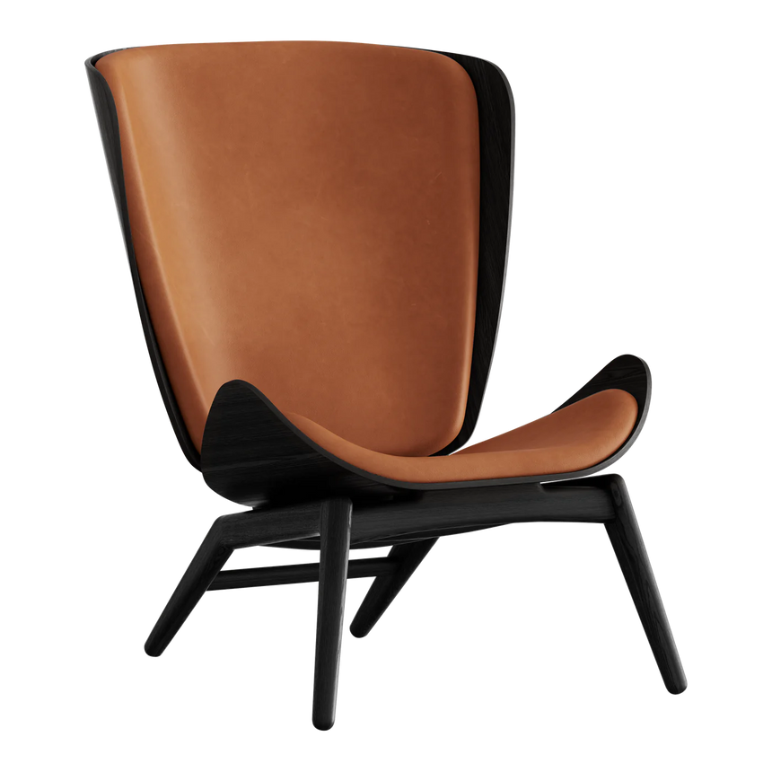 The Conversation Piece leather armchair with natural frame