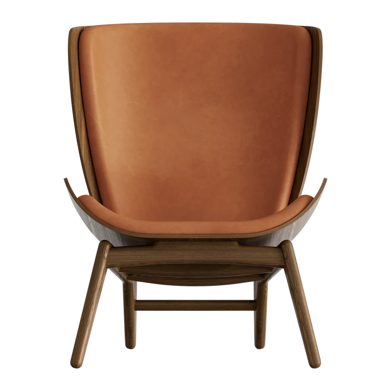 The Conversation Piece leather armchair with natural frame