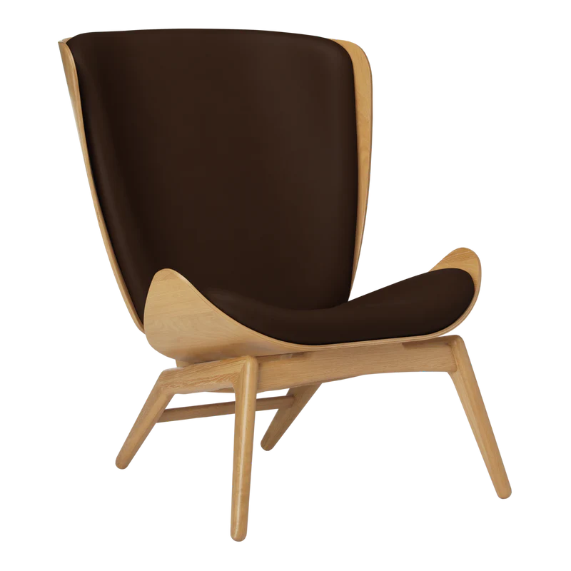 The Conversation Piece leather armchair with natural frame
