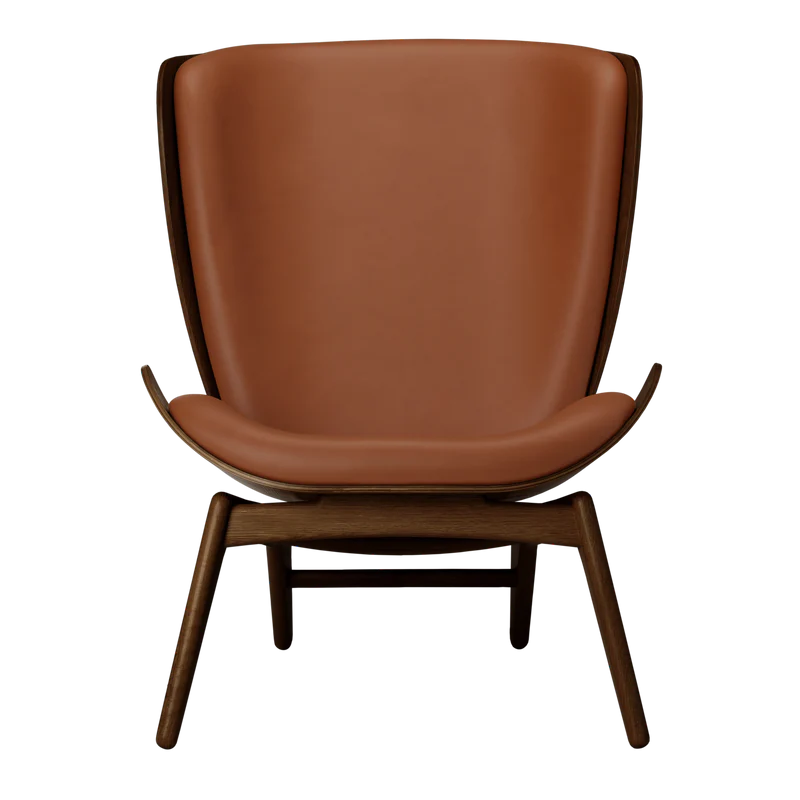 The Conversation Piece leather armchair with natural frame