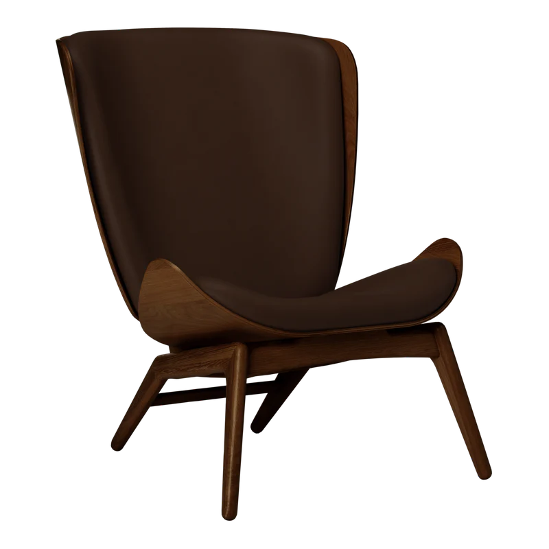 The Conversation Piece leather armchair with natural frame