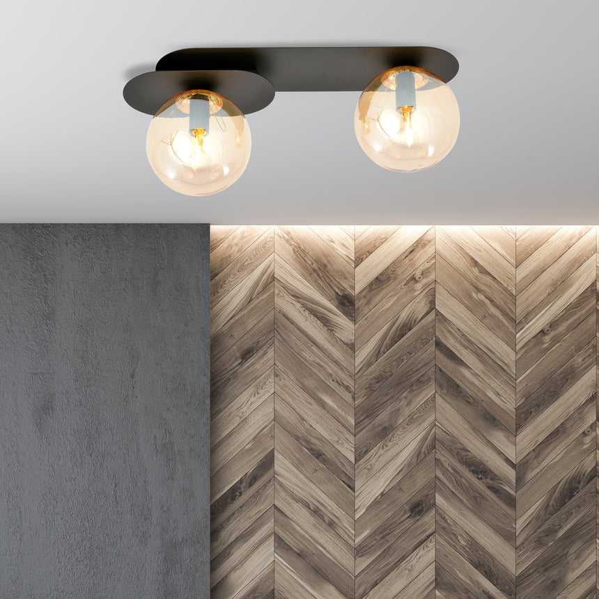 Plaza 2 BL glass ceiling lamp
