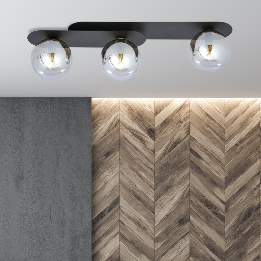 Plaza 3 BL glass ceiling lamp