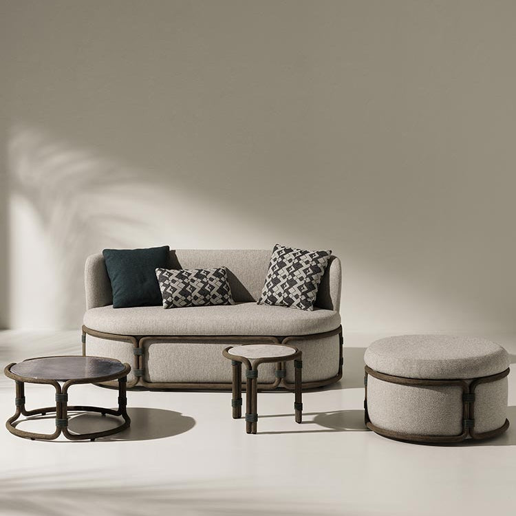 Rattan garden pouf