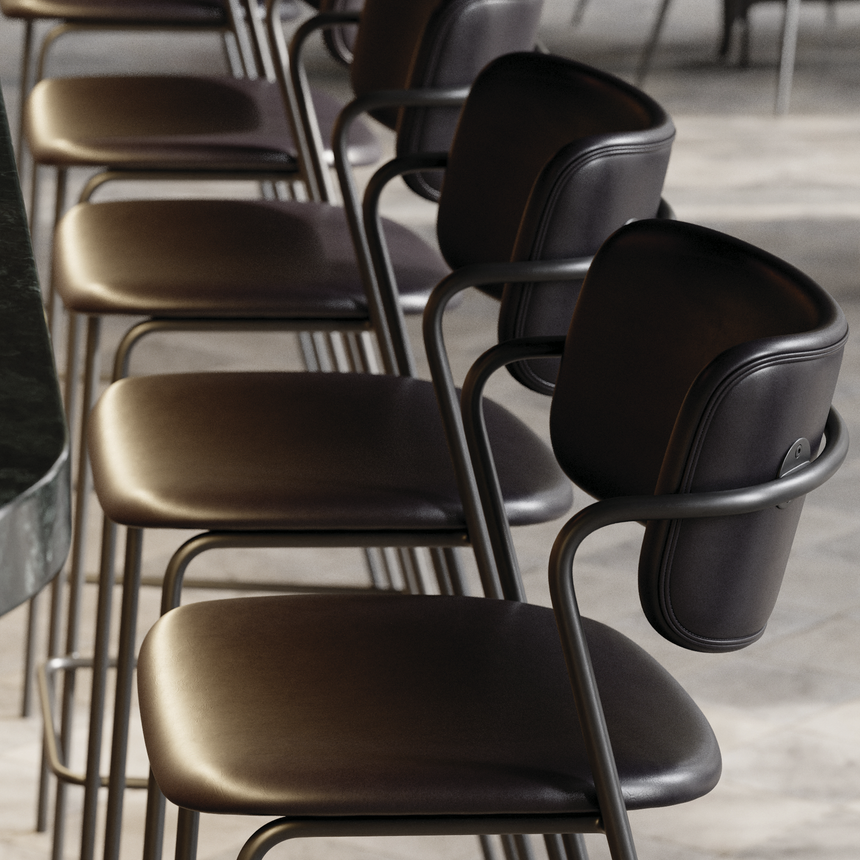Zed textile leather low bar stool