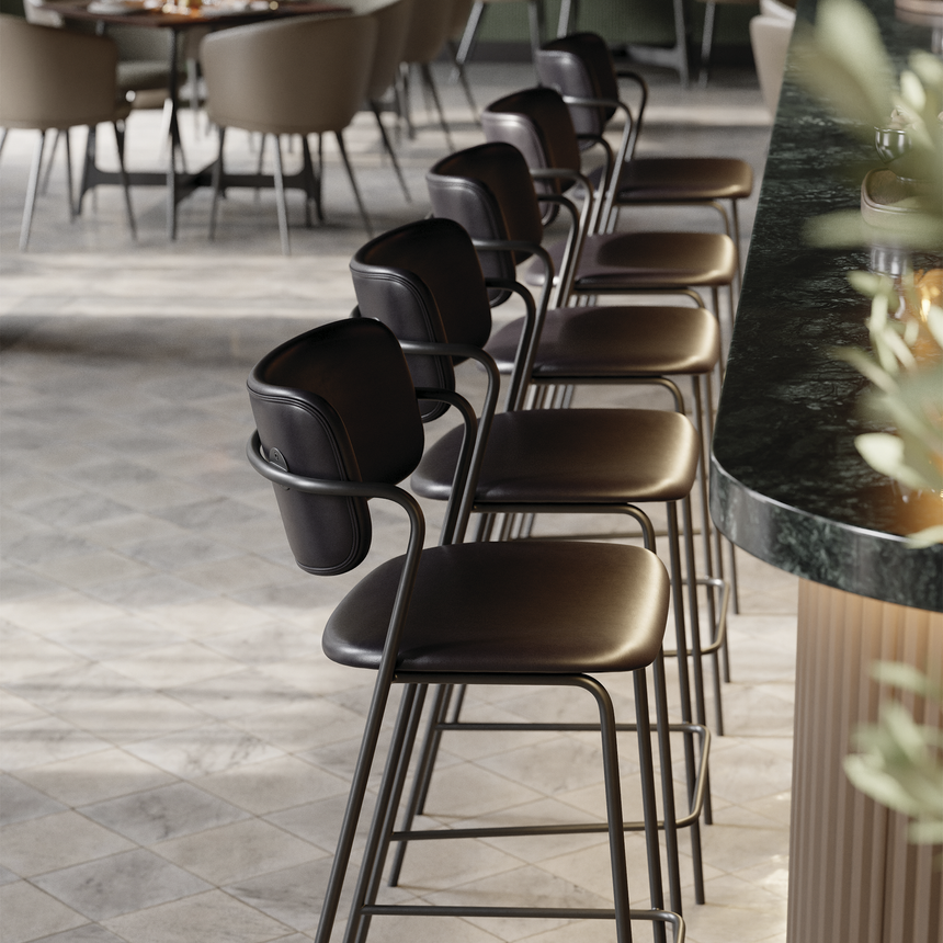 Zed textile leather bar stool